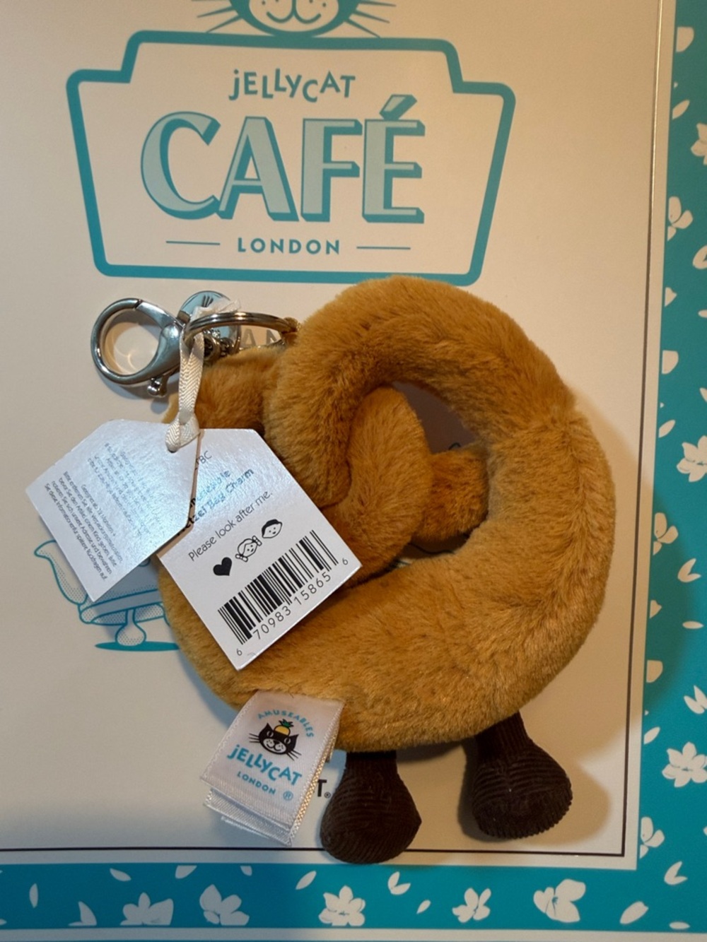 Jellycat pretzel Plush Keychain
